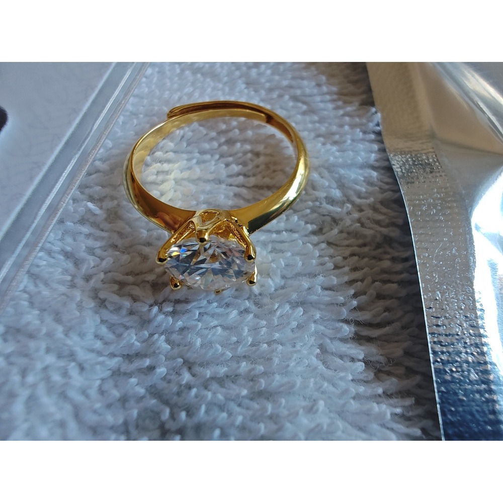 Solitaire Ring 2.0ct Moissanite D Color Gold Over Sterling Silver Adjustable - Picture 3 of 8